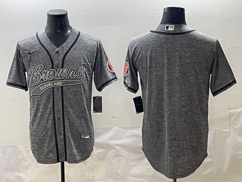 Men 2025 Cleveland Browns Blank Grey Joint Name Nike Limited NFL Jersey style 6